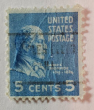 United States Postage Stamp ~ James Monroe ~ 5₵ Blue ~ Posted ~ c.1938 - 02