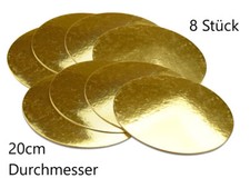 8 Tortenplatte 20 cm Cake Board Tortenunterlage 2,5 mm Rund gold plate Platte
