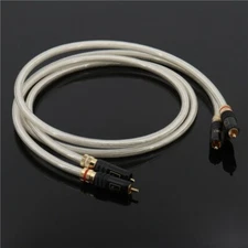 Pair OFC Silver Plated Wire Lockable RCA Plug HIFI Audio Interconnect RCA Cable