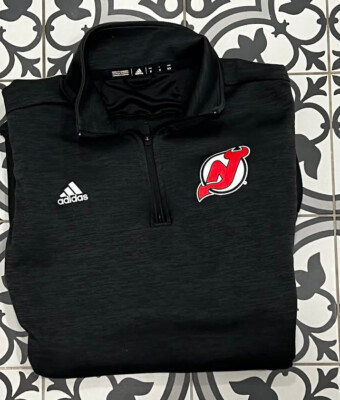 New Jersey Devils NHL Hockey Black Pullover Jumper Jacket Adidas Medium 