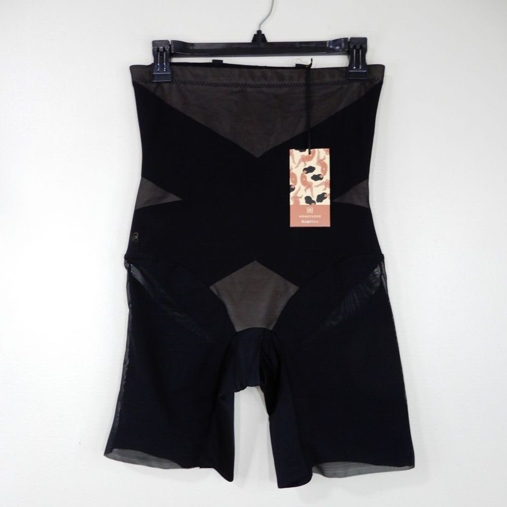 HONEYLOVE SuperPower Sculpting Shorts Size L Runway Black Shapewear NEW