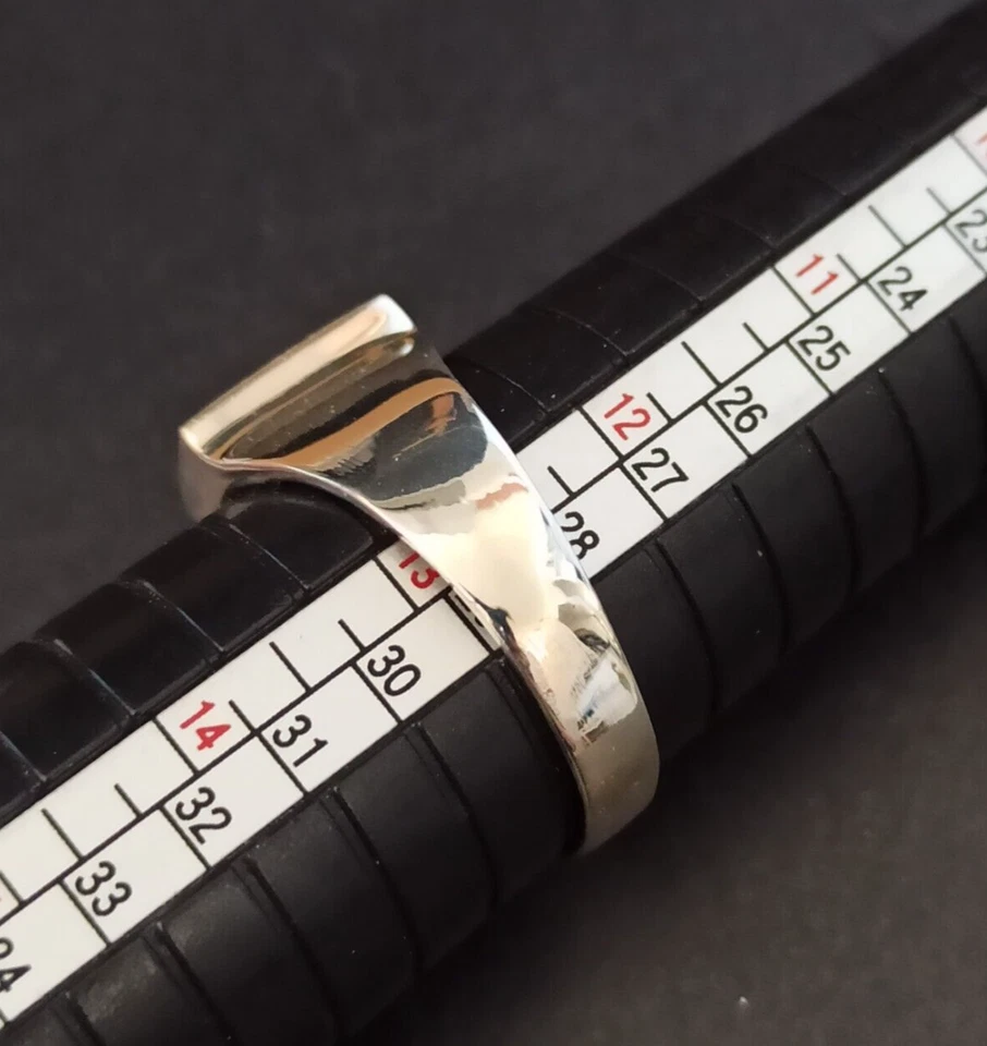 Anillo Vintage Para Hombre Plata Esterlina Ónix Negro Retro 925 Geométrico Minimalista 13 Foto 3 de 4