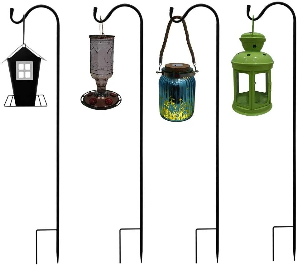 4 Garden Shepherd Crook Hooks For Border Bird Solar Lights