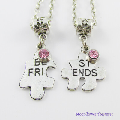 Best Friend Puzzle Piece Charm Necklace Set 45cm chain plus