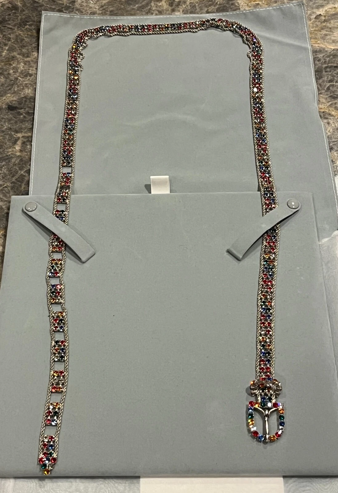 Ceinture à maillons chaîne cristal strass multicolore Cristian Dior