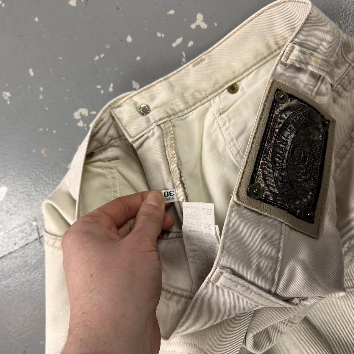 Vintage 90s Armani Jeans Baggy Cream Trousers Waist 28