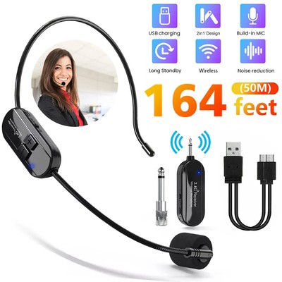 165FT Range UHF Wireless Microphone Headset Mic System Set Kit For Teach Speaker