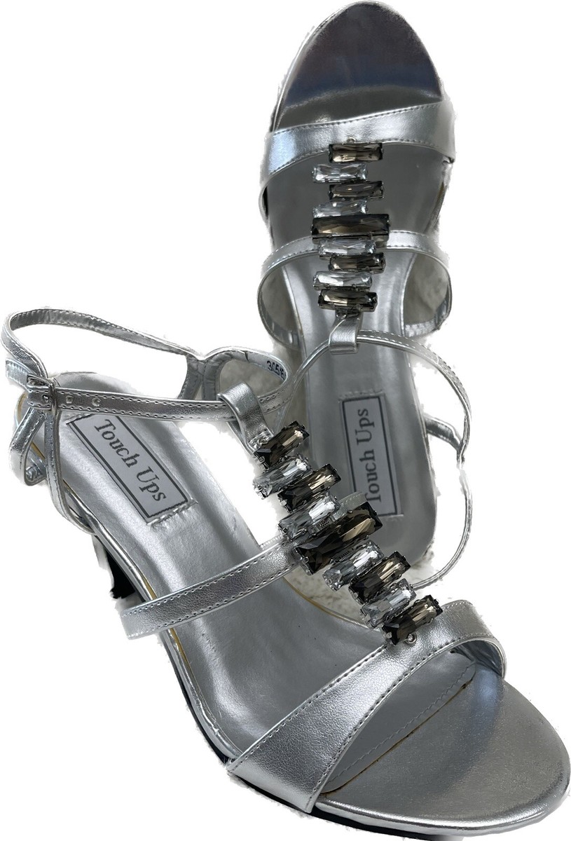 Wedding Formal Embellished Silver Platform Pump Dress Shoes -Touch