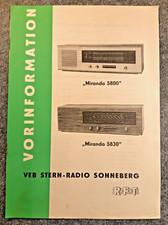 VEB Stern Radio Sonneberg Miranda 5800 und 5830 alte Anleitung