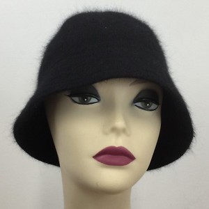 black fuzzy bucket hat