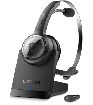LEVN Bluetooth 5.0 Wireless Headset with Noise-Canceling Microphone