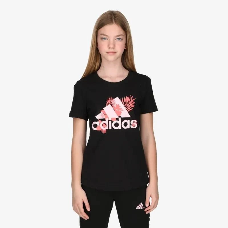 Adidas Girls Tropical Logo T-Shirt / Black / RRP £16 - Image 1 of 4