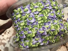 vintage rococo flower trim 3/8" ribbon 1yd green purple made in France