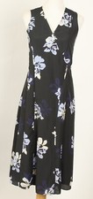 Banana Republic Women’s Dress XS Black Blue Floral Wrap A Line Sleeveless Lined