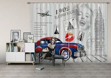 3D Blue Car ZHUA1724 Blockout Photo Curtain Fabric Window Zoe