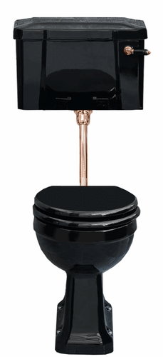 TRTC Art Deco Gloss Black Low Level Toilet Traditional Victorian Edwardian - Picture 2 of 4