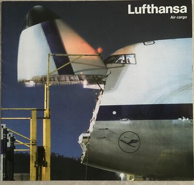 LUFTHANSA AIRLINES PROFILE PROMO BROCHURE 1982 ROUTE MAP B747 CUTAWAY