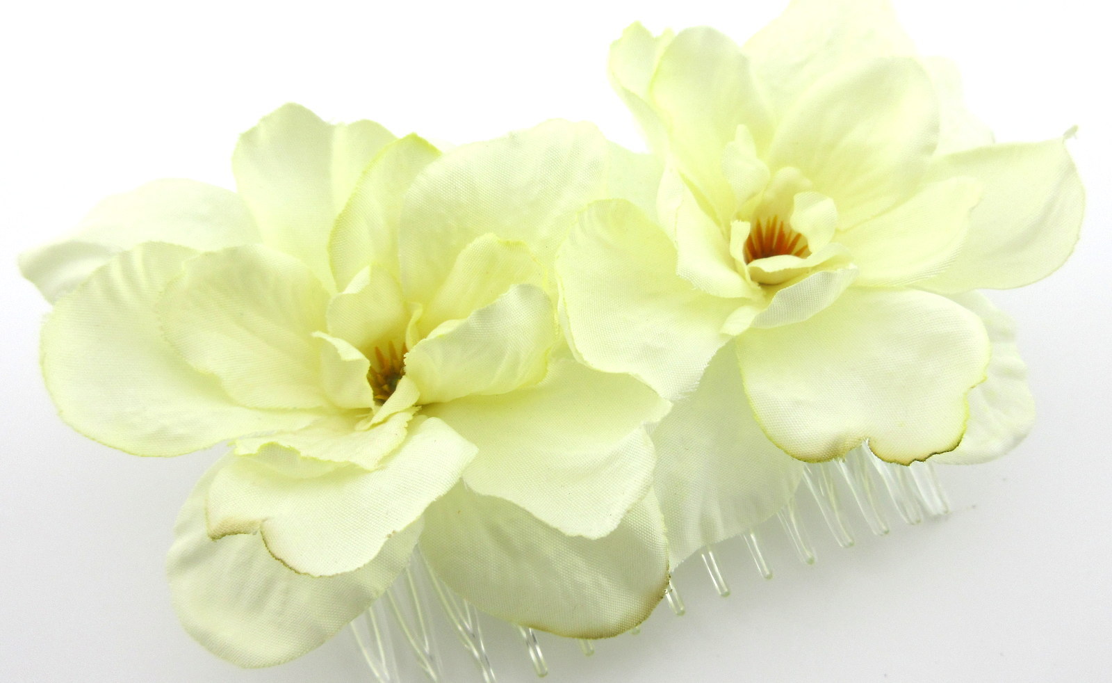 Double Cream White Apple Blossom Silk Flowers Hair Comb Wedding Bridal