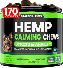 Grateful Pawz Hemp Calming Chews for Dogs - Dog Calming Chews - 170 Anxiety Reli