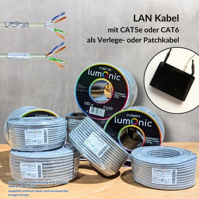 50-100m Netzwerkkabel CAT5e CAT6 LAN Ethernet Patchkabel Verlegekabel LAN Kabel