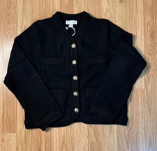 Free Assembly Black Soot Welt Pocket Cardigan Size S 4-6  1130