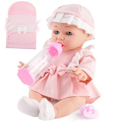 12" Baby Doll Gift Set, Realistic Baby Doll with Accessories - Feeding Bottle 