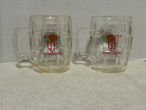 2 Indiana Hoosiers Lucite Dimple Turtle Barrel Beer Mugs 5.25” Made In USA - Picture 1 of 2