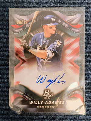 willy adames - 2019 bowman platinum- autograph - red - die-cut - #PCA-WA - 08/10