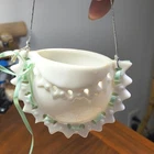 Vintage Set 4 Milk Glass Hanging Wall Pocket Baskets Crimped Edges
