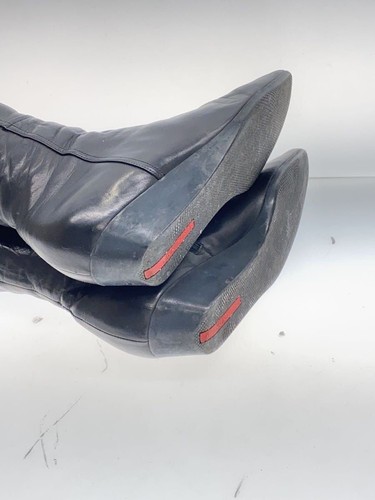 PRADA SPORT Long Boot Sole Foot Sharpened -- BLK Leather Black Used - Picture 4 of 5