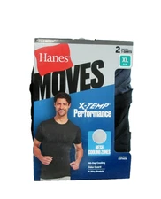 New Men's Hanes Moves 2 Pack Premium X-Temp Breathable Crew Neck T-Shirts XL