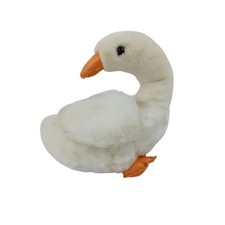 Vintage Eden Toys Swan Plush With Satin Lined Wings Faux Leather Bill Feet