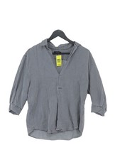 Zara Damen Shirt S Grau 100% Lyocell Modal 3/4 Arm V-Ausschnitt Basic