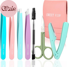 7Pcs Eyebrow Tweezers Kit for Women Precision Plucker with Brow Scissors  Razor