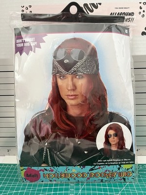 NEW ADULT RED HOLLYWOD ROCKER, GUNS N ROSES WIG COSTUME ACCESSORY