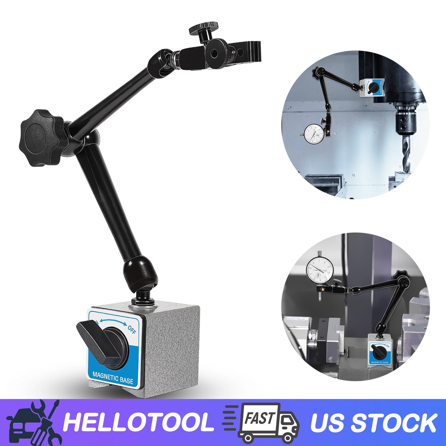 For Noga DG61003 Regular Duty Dial Gage Holder Mag Base w/Metal Fine Adjust