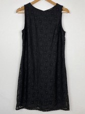 TU Sleeveless Shift Dress Crochet Knit UK 12 Retro 60s Style A-Line Knee Length
