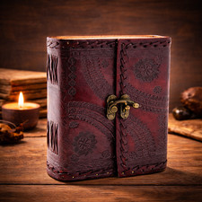 Handmade Leather Journal with Lock 6x8 Vintage 200 Pages Unlined Gift Men