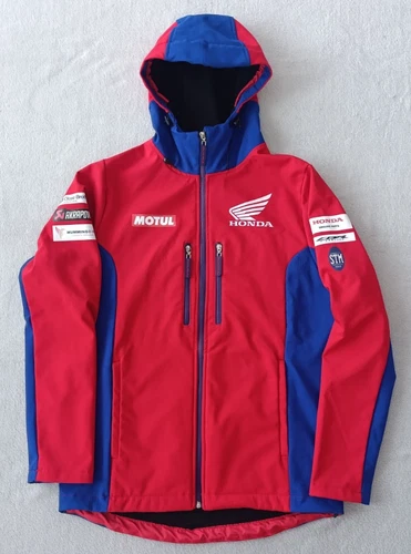 Honda Racing HRC Motul Motorsport mens Red Blue Softshell Hooded Jacket size M image 2