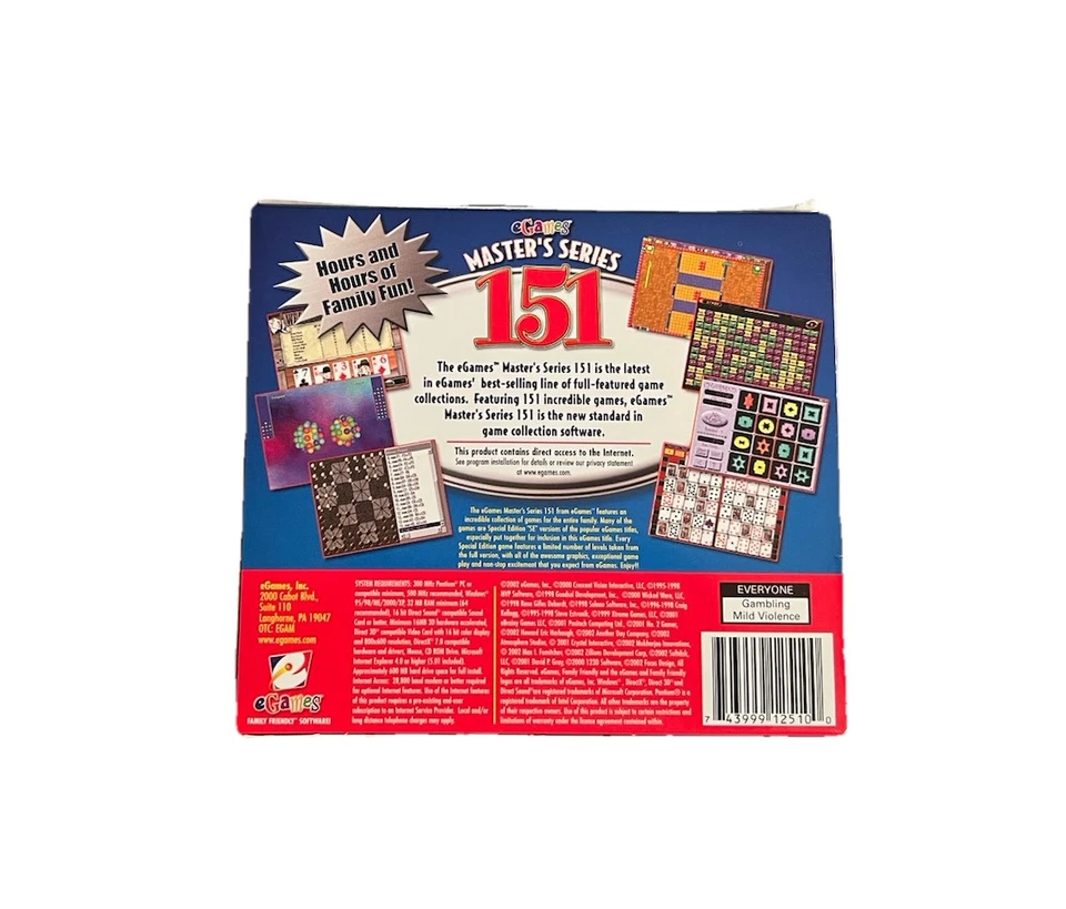 eGames Master's Series 151 Fantastic Games PC New Cd Sealed In Paper Sleeve XP - Image 2 of 4