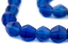 Blue Java Sea Glass Faceted Bicone Beads 13mm Indonesia Large Hole