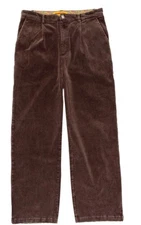 Round Two Pleated Corduroy Pants Brown Size 34