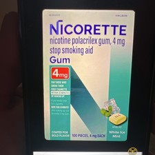 Nicorette Nicotine Polacrilex Gum 4mg White Ice Mint 100 Pieces
