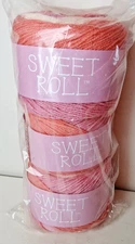 Premier Sweet Roll Yarn Peaches Cream Pop Pink Cream Shades 5 oz Lot of 3 Skeins
