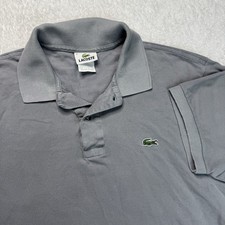 Lacoste Men  s Gray Polo Shirt Size 6 XL Croc Logo Short Sleeve Shirt Preppy