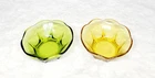 Vintage Anchor Hocking 4.5" Honey Gold Amber & Green Glass Dip Bowl Set 2 Bowls
