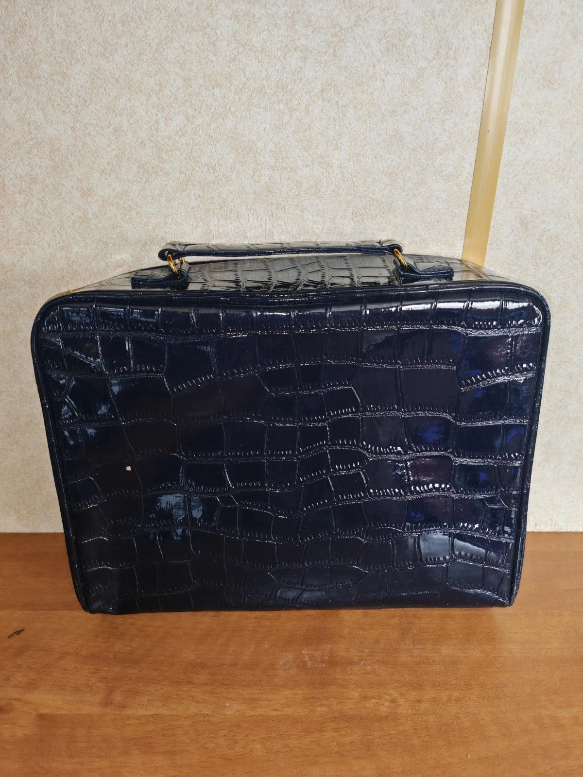 Estée Lauder Black Faux Croc Vanity Case Makeup Bag Toiletry Travel Organizer