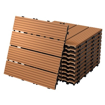 44x WPC Terrassenfliesen Balkonfliese Klickfliese Fliesen 30x30cm Hellbraun 4 m²