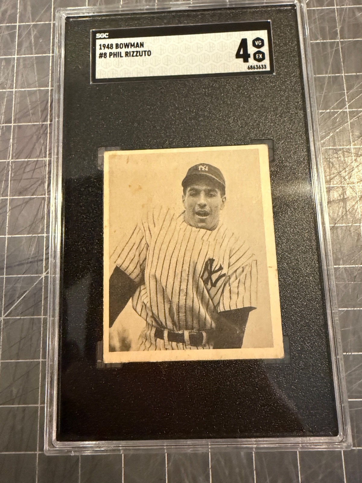1948 BOWMAN #8 PHIL RIZZUTO NEW YORK YANKEES BASEBALL CARD SGC 4 VG/EX