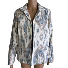 Chicos Sher Jacket Spring Ikat Printed LS Jack Multi Color Size 2 570161934